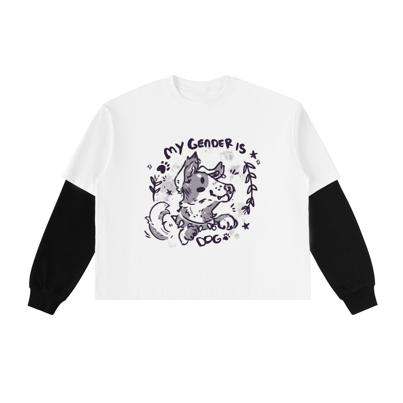 "My Gender is Dog" Layered Sleeve T-Shirt